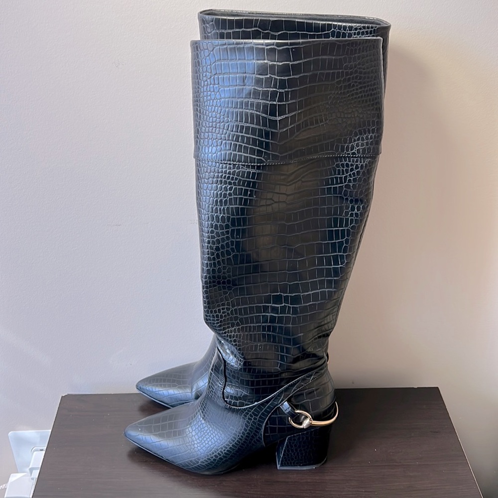 ASOS black croc boot